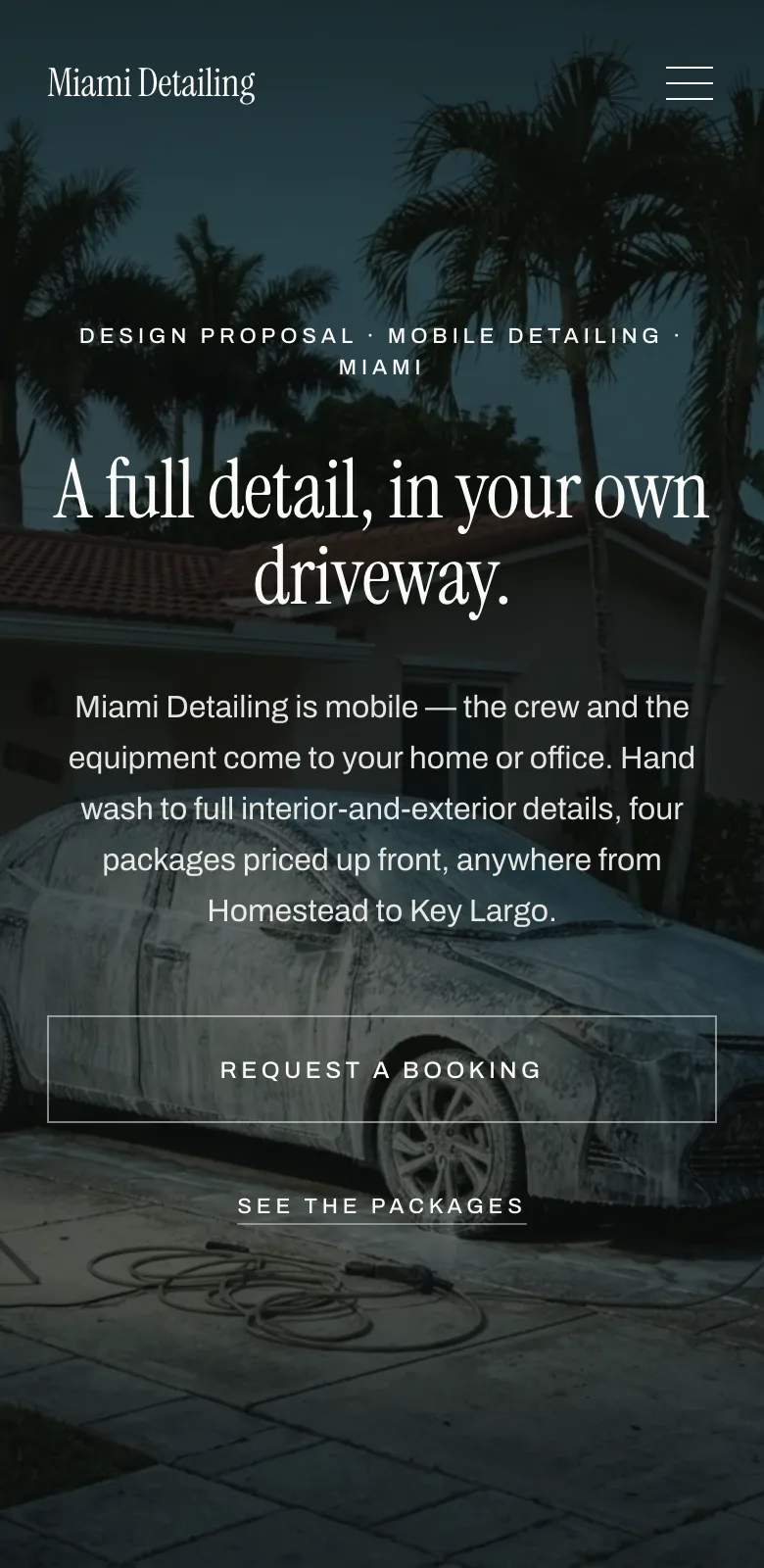A mobile-detailing site I built, on a phone